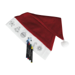 Gorro natal para crianças com desenhos e ceras para colorir cor vermelho terceira vista