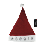 Gorro natal para crianças com desenhos e ceras para colorir cor vermelho primeira vista