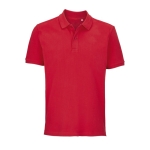 Polo unissexo 100% algodão orgânico com 2 botões SOL'S Pegase 210 g/m2 cor vermelho