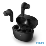 Auriculares publicitários Philips à prova de salpicos e suor cor preto