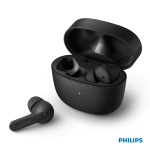 Auriculares publicitários Philips à prova de salpicos e suor cor preto segunda vista