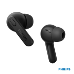 Auriculares publicitários Philips à prova de salpicos e suor cor preto quarta vista