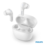 Auriculares publicitários Philips à prova de salpicos e suor cor branco