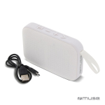 Colunas Bluetooth pretas pequenas portáteis de forma retangular cor branco segunda vista