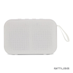 Colunas Bluetooth pretas pequenas portáteis de forma retangular cor branco terceira vista