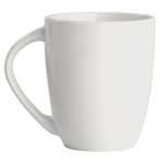 Caneca branca de cerâmica com pega triangular feita na UE 270 ml cor branco quarta vista