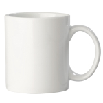 Típica caneca branca de porcelana feita na UE com capacidade de 300 ml cor branco quarta vista