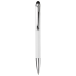 Caneta giratória de metal com stylus na parte superior cor branco segunda vista