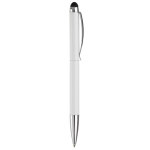 Caneta giratória de metal com stylus na parte superior cor branco quinta vista