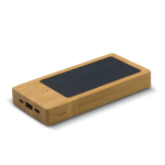 Bateria externa de bambu FSC com painel solar 8.000 mAh cor madeira