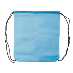 Mochila de cuerdas non-woven de cores com cordões pretos 75 g/m2 cor azul-claro terceira vista