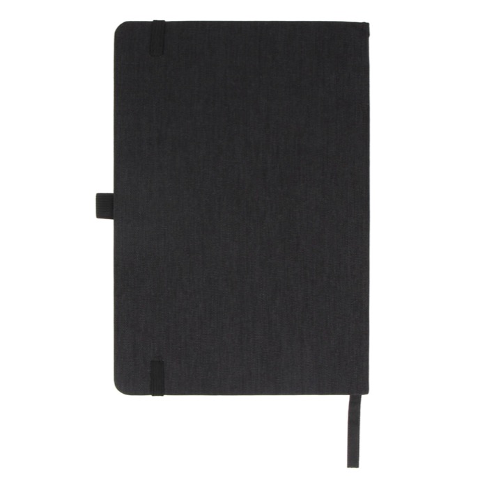 Caderno com capa de bambu com borda vertical e folhas pautadas A5 cor preto terceira vista