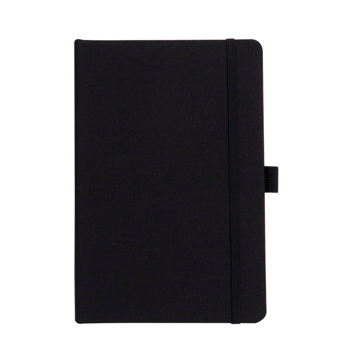 Caderno de RPET de capa dura e porta-caneta, folhas quadriculadas A5 cor preto segunda vista