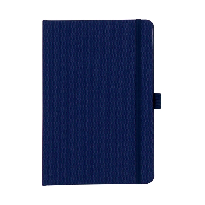 Caderno de RPET de capa dura e porta-caneta, folhas quadriculadas A5 cor azul-escuro segunda vista