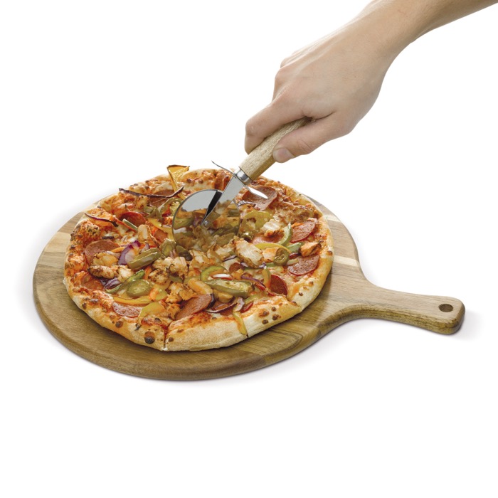 Tábua de madeira de acácia para pizza com corta-pizzas incluído cor madeira terceira vista