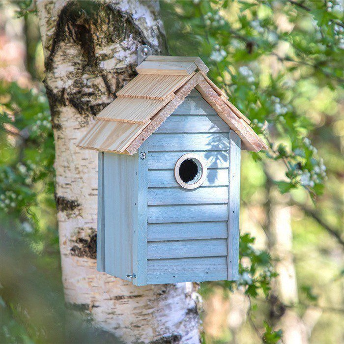 Caixa de cor pastel de nidificação, abertura 30mm para aves pequenas cor azul-claro quinta vista