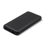 Bateria externa corporativa metálica com portas USB-A e tipo C 8000mAh cor preto