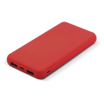 Bateria externa de borracha com porta USB-A e porta tipo C 8000 mAh cor vermelho