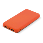 Bateria externa de borracha com porta USB-A e porta tipo C 8000 mAh cor cor-de-laranja