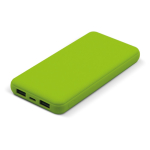 Bateria externa de borracha com porta USB-A e porta tipo C 8000 mAh cor verde-lima