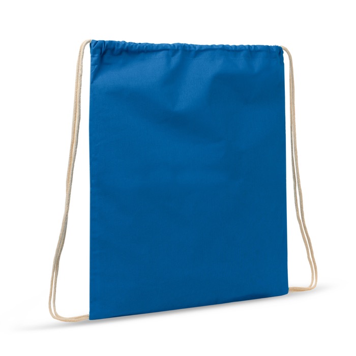 Mochila de cordas de algodão de colores com cordões natural 140 g/m2 cor azul