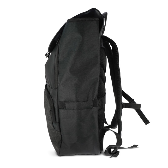 Mochila para portátil de RPET com bolsos laterais 15'' cor preto quinta vista