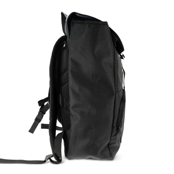 Mochila para portátil de RPET com bolsos laterais 15'' cor preto sexta vista