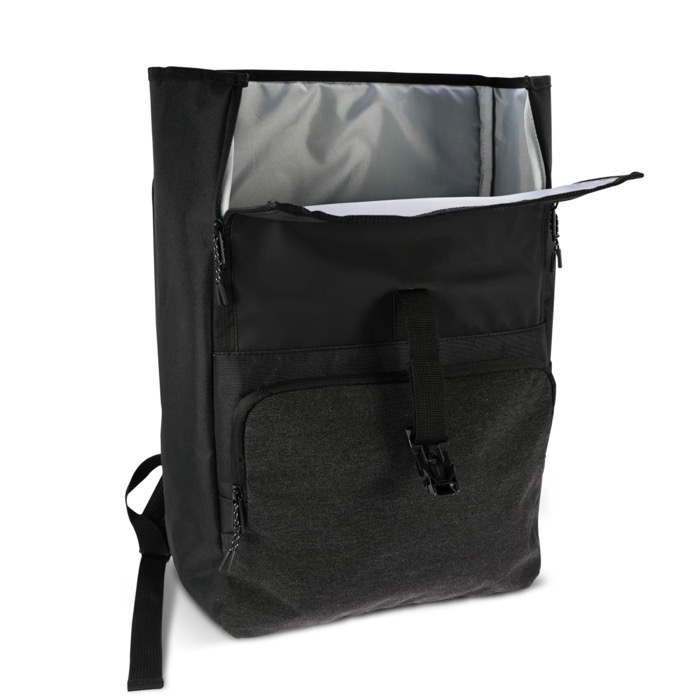 Mochila para portátil de RPET com bolsos laterais 15'' cor preto sétima vista