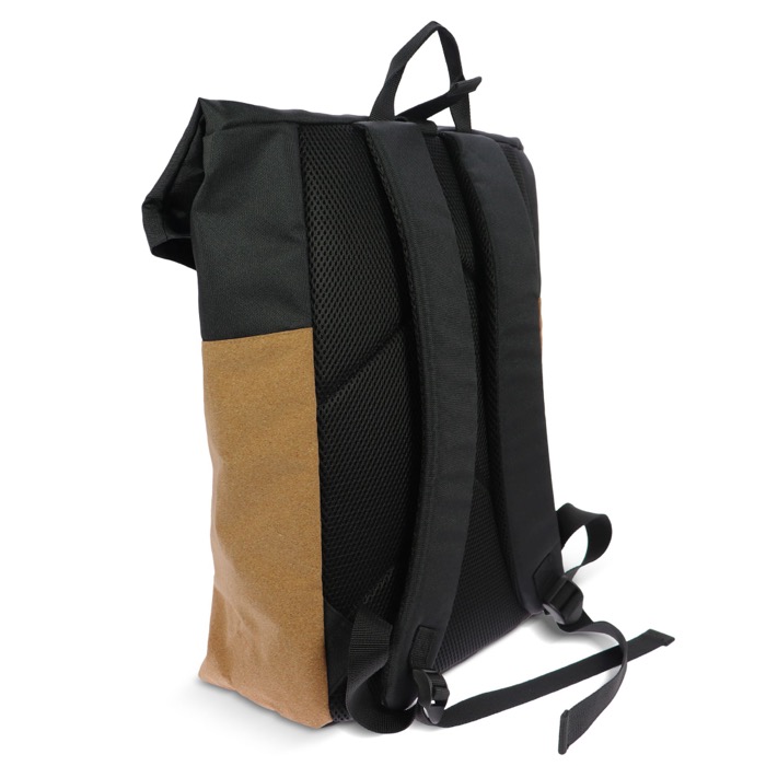 Mochila roll-top RPET e cortiça com compartimento para portátil 15'' cor preto segunda vista