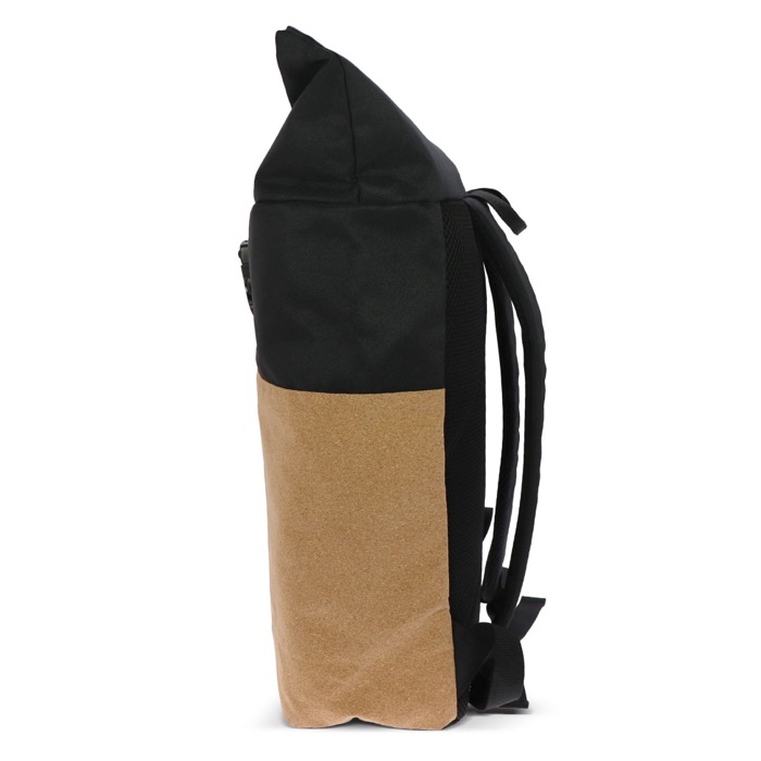 Mochila roll-top RPET e cortiça com compartimento para portátil 15'' cor preto quinta vista