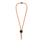 Lanyard colorido, mosquetão de metal, encaixe personalizável cor cor-de-laranja