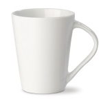 Caneca imoressa de porcelana branca com asa triangular de 270ml cor branco