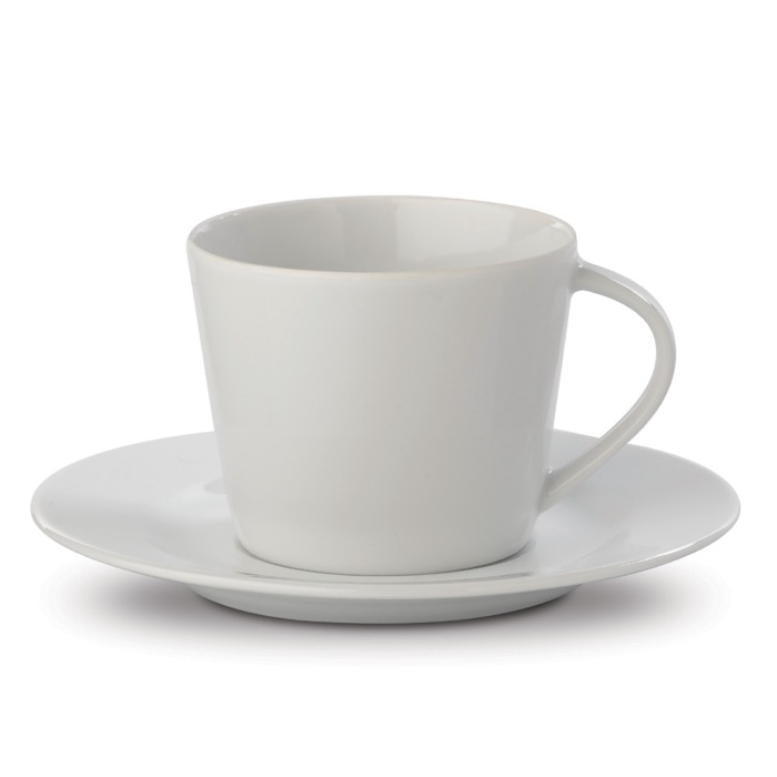 Chávena para chá ou capuccino com pires de porcelana 160ml cor branco