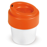 Copo take away com tampa colorida feito na UE e 100% reciclável 240ml cor cor-de-laranja