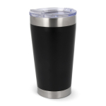 Copo térmico take away de cerâmica com detalhes prateados 500ml cor preto