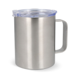 Caneca take away de cerâmica com asa para fácil transporte 350ml cor prateado