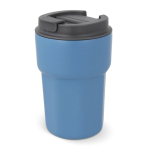 Copo take away de aço inoxidável com tampa de silicone 350ml cor azul