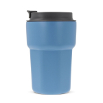 Copo take away de aço inoxidável com tampa de silicone 350ml cor azul quarta vista