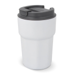 Copo take away de aço inoxidável com tampa de silicone 350ml cor branco