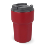 Copo take away de aço inoxidável com tampa de silicone 350ml cor vermelho-escuro