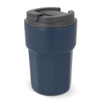 Copo take away de aço inoxidável com tampa de silicone 350ml cor azul-escuro