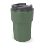 Copo take away de aço inoxidável com tampa de silicone 350ml cor verde oliva