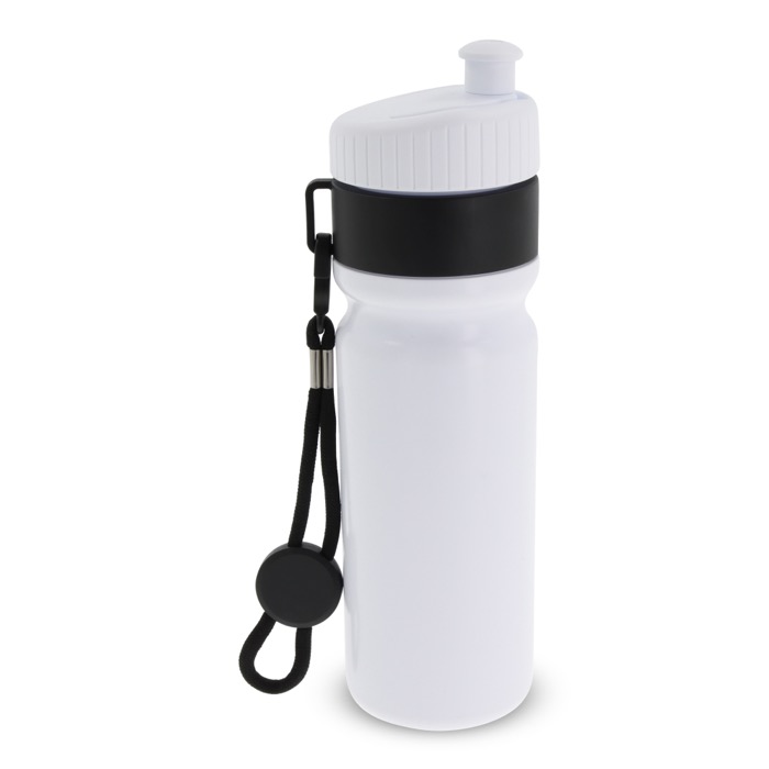 Garrafa desportiva livre de BPA com detalhe a cor e correia 500ml cor branco/preto segunda vista