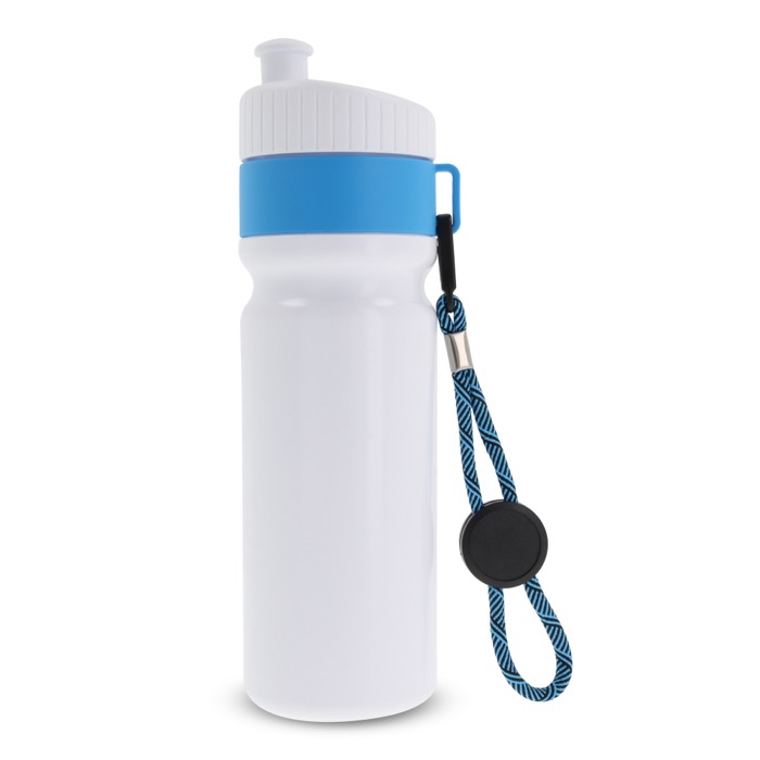 Garrafa desportiva livre de BPA com detalhe a cor e correia 500ml cor azul-claro