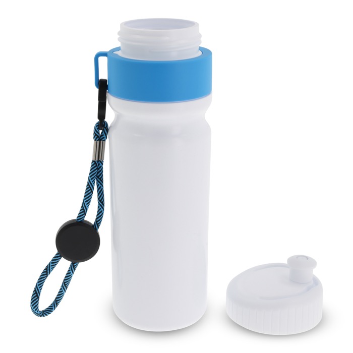 Garrafa desportiva livre de BPA com detalhe a cor e correia 500ml cor azul-claro terceira vista