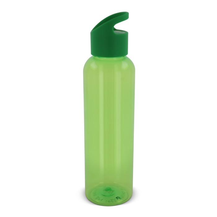 Garrafa de RPET de cores transparentes com asa geométrica 600ml cor verde-lima