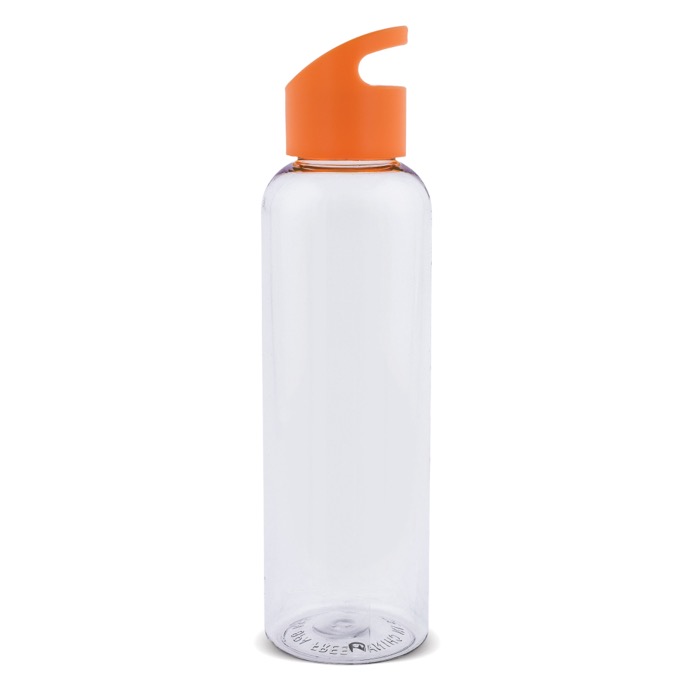 Garrafa promocional RPET transparente com asa geométrica de cor 600ml cor cor-de-laranja transparente