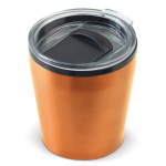 Copo aço inoxidável de parede dupla apto para máquinas de café 180ml cor cor-de-laranja