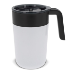 Caneca de parede dupla em aço inoxidável com capacidade de 400ml cor branco