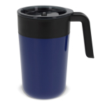 Caneca de parede dupla em aço inoxidável com capacidade de 400ml cor azul-escuro